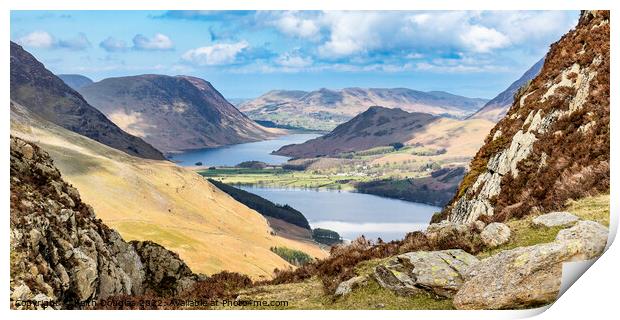 Buttermere and Crummock Water Print by Keith Douglas