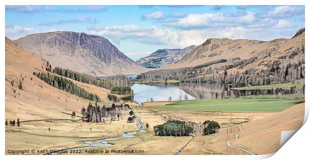 Buttermere from Warnscale Beck path (painting styl Print by Keith Douglas