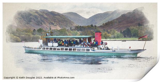 Ullswater Steamer, Raven, on Ullswater Print by Keith Douglas