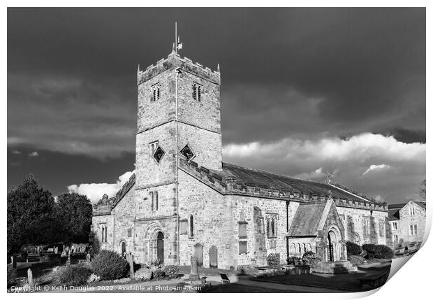 St Mary's Church, Kirkby Lonsdale (black and white Print by Keith Douglas