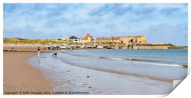 Beadnell Bay and Beadnell Village Print by Keith Douglas