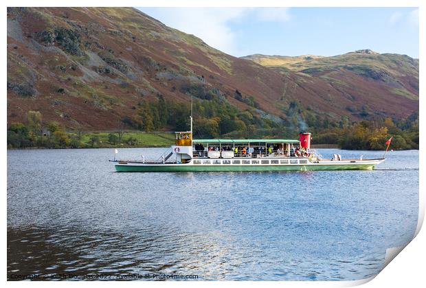 Ullswater Steamer Raven in Autumn Print by Keith Douglas