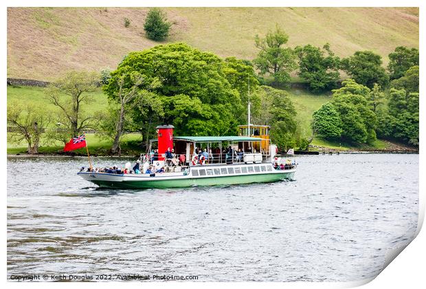 Ullswater Steamer, Raven, at Howtown Print by Keith Douglas