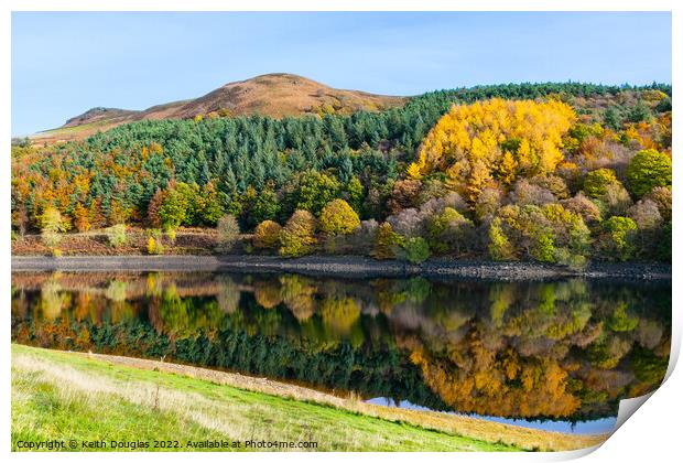 Ladybower Reservoir with Autumn Colours Print by Keith Douglas