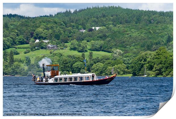 Steam Yacht Gondola on Coniston Print by Keith Douglas