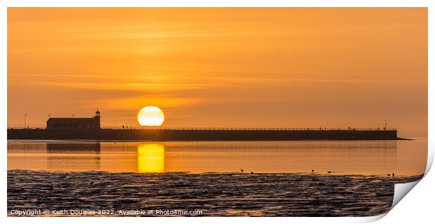 Sunset over Morecambe Stone Jetty Print by Keith Douglas