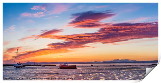 Morecambe Bay boats at sunset Print by Keith Douglas