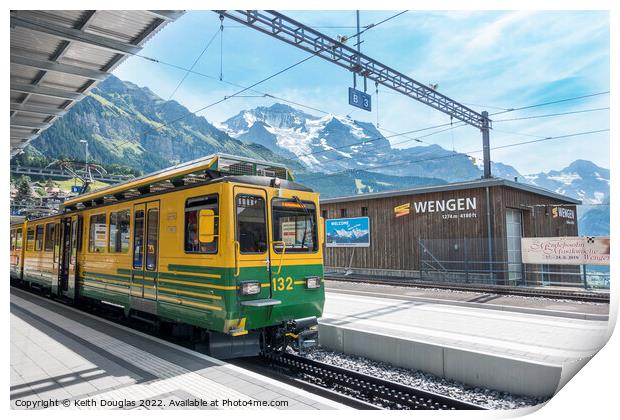 Wengen Railway Station, Switzerland Print by Keith Douglas