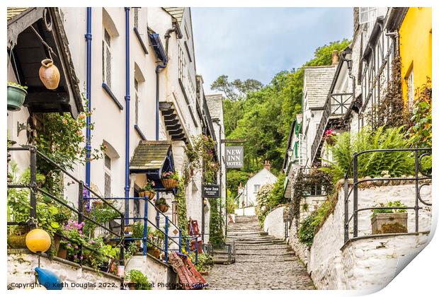 Clovelly Print by Keith Douglas