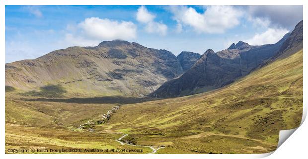 The Cuillin Ridge and the Fairy Pools, Skye Print by Keith Douglas