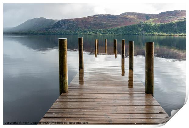 Flooded Pier on Derwent Water Print by Keith Douglas