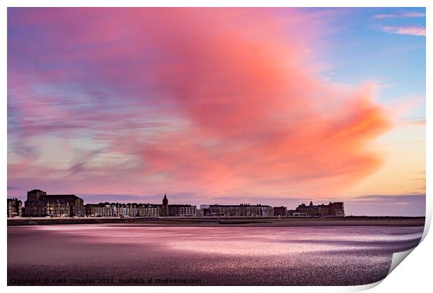 Morecambe West End at Sunset Print by Keith Douglas