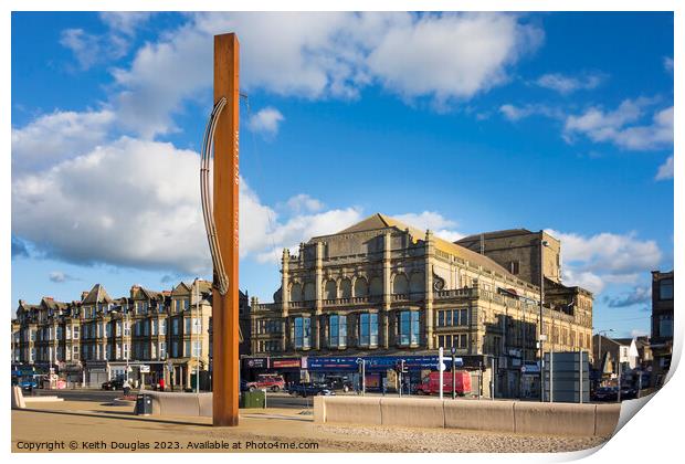Morecambe Sculpture and Alhambra Theatre Print by Keith Douglas