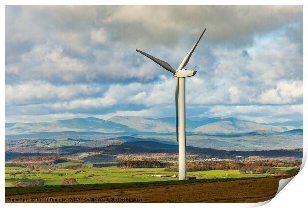 Wind Turbine on Caton Moor Print by Keith Douglas