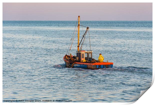 Shrimping Boat in Morecambe Bay Print by Keith Douglas