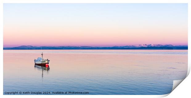 Boat at dawn in Morecambe Bay Print by Keith Douglas