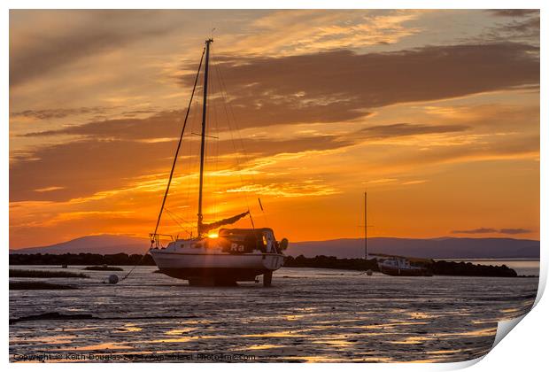 Morecambe Bay - Boat at Sunset Print by Keith Douglas