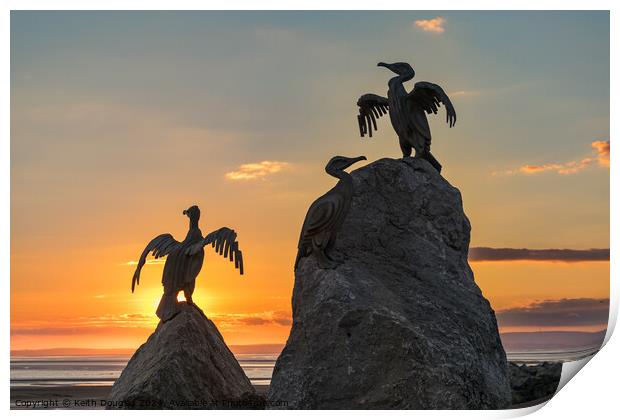 Bird Sculpture, Morecambe, at Sunset Print by Keith Douglas