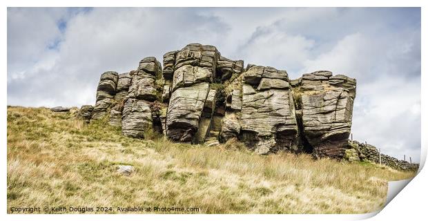 Rock outcrop in the Forest of Bowland Print by Keith Douglas