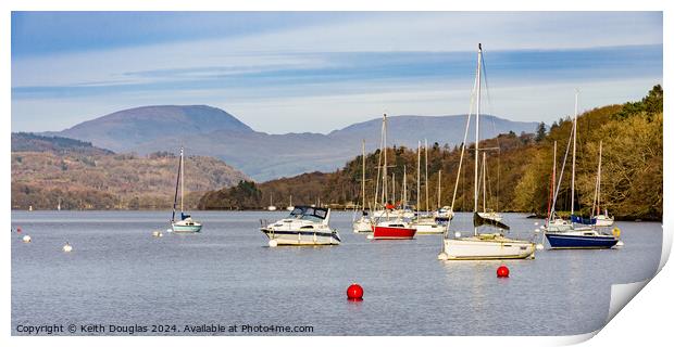 Boats on Lake Windermere Print by Keith Douglas