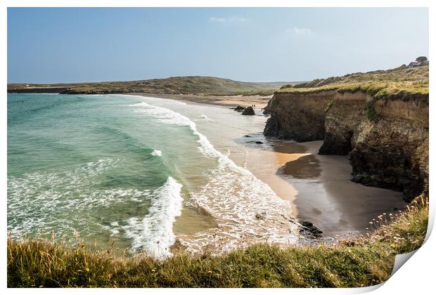 Godrevy Cove and Beach, Cornwall Print by Keith Douglas