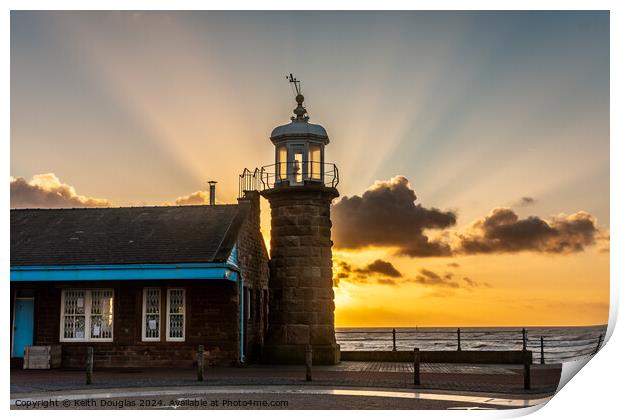 Morecambe Lighthouse at Sunset Print by Keith Douglas
