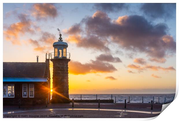 Morecambe Stone Jetty and Lighthouse at Sunset Print by Keith Douglas
