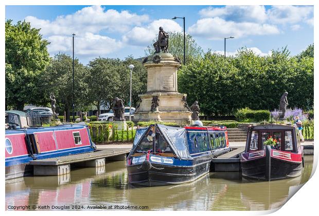 Boats moored in Stratford upon Avon Print by Keith Douglas