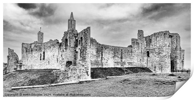 Warkworth Castle in Northumberland (B/W) Print by Keith Douglas