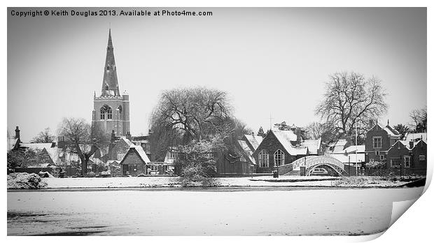 Godmanchester in the snow Print by Keith Douglas