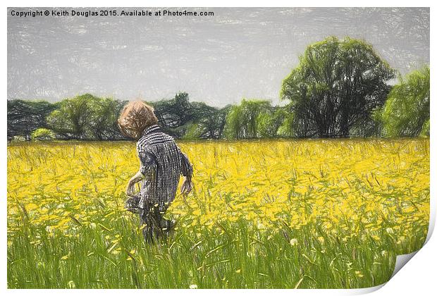 Running through fields of gold Print by Keith Douglas