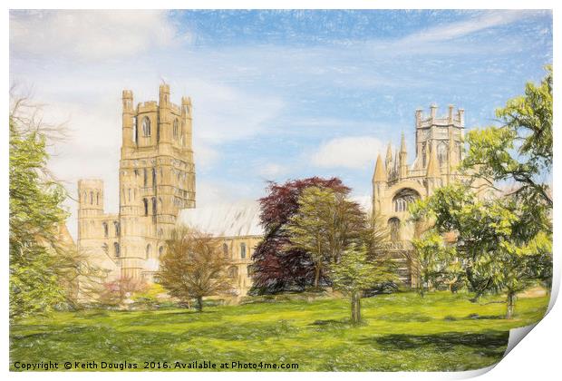 Ely Cathedral - from the South Print by Keith Douglas