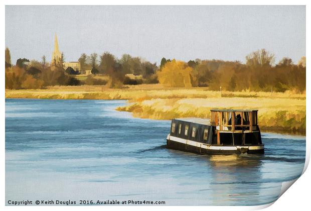 Fenland River Boat Print by Keith Douglas