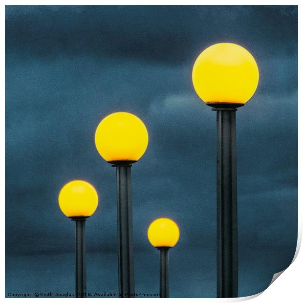 Four lamps Print by Keith Douglas