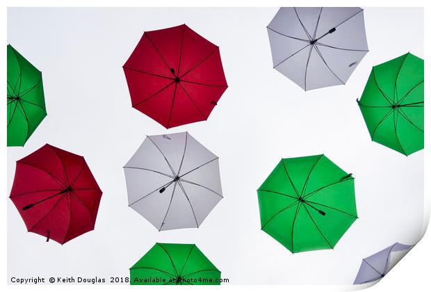 Italian Umbrellas in the sky Print by Keith Douglas