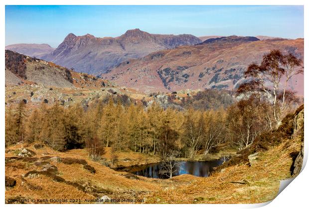 Langdale Pikes from Holme Fell Print by Keith Douglas
