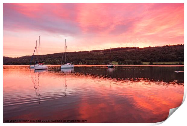 Sunrise at Coniston Water Print by Keith Douglas