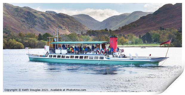 Ullswater Steamer Raven in the Lake District Print by Keith Douglas