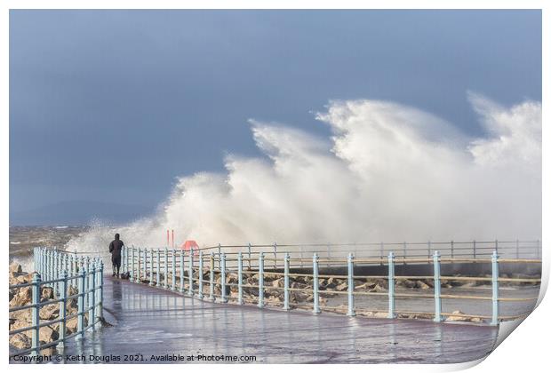 Dodging the Waves at Morecambe Print by Keith Douglas