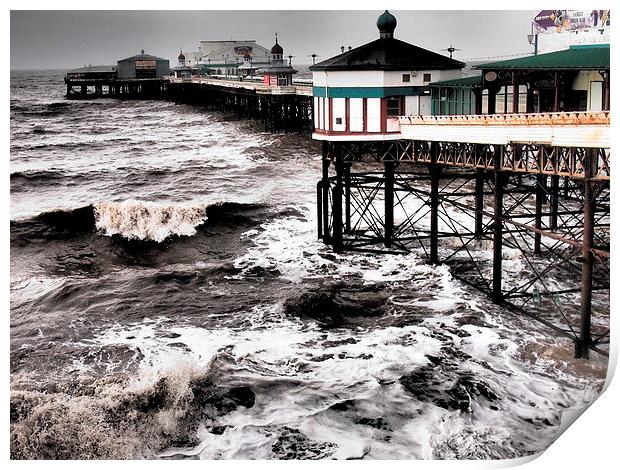 Stormy Pier Print by Sally Coleman