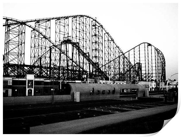 Monochrome Roller Coaster Print by Sally Coleman