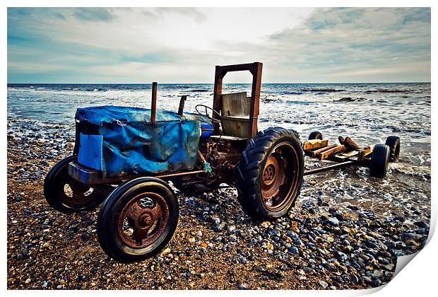 Beach Tractor Print by Paul Walker