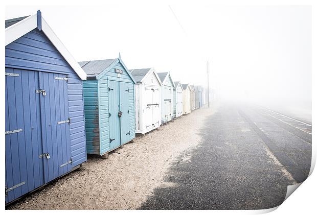 Felixstowe Beachfront Fog Print by Paul Walker