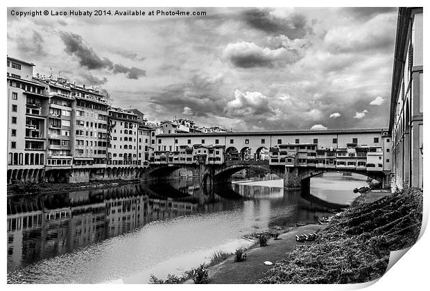 Bridge Ponte Vecchio b&w Print by Laco Hubaty