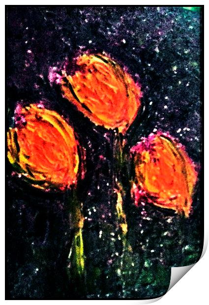  Midnight Tulips Print by Carmel Fiorentini