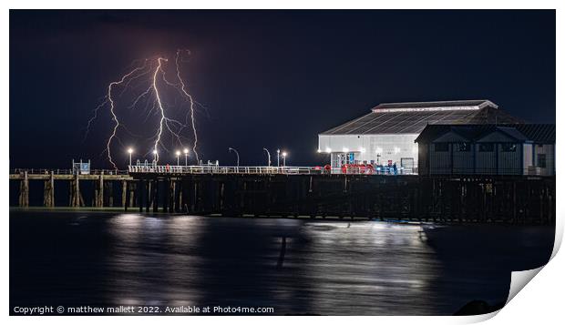  Lightning Strikes Clacton Pier  Print by matthew  mallett
