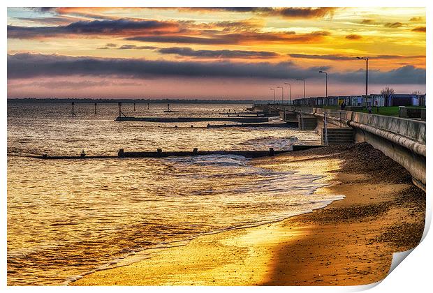 Sunset over Dovercourt Bay Beach Print by matthew  mallett