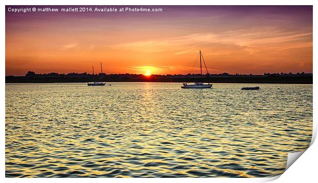  July Sunset Over the Backwaters Print by matthew  mallett