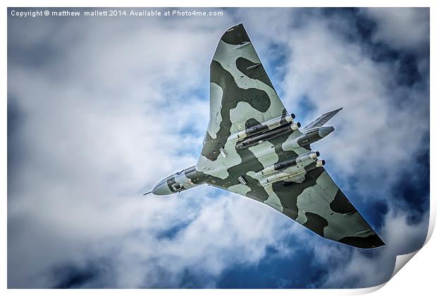 Vulcan Takes To The Skies  Print by matthew  mallett