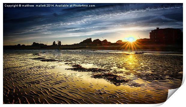  Dovercourt Seafront Low Tide Sunset Print by matthew  mallett